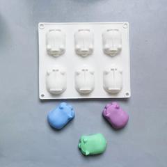 6連小豬214肥皂模巧克力餅乾模蛋糕模具雪糕糖果硅膠模具