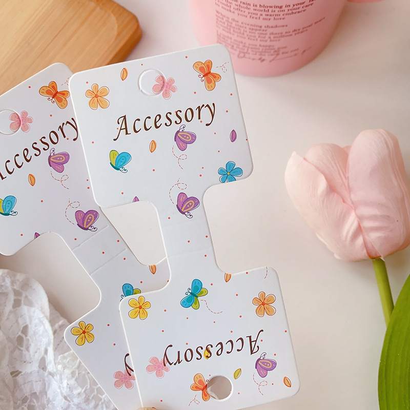 Nuevo engrosado doble doble cuerda de cabello de mariposa de color tarjeta de papel de dibujos animados niños cuerda de cabeza de embalaje de tarjetas con joyas image 4