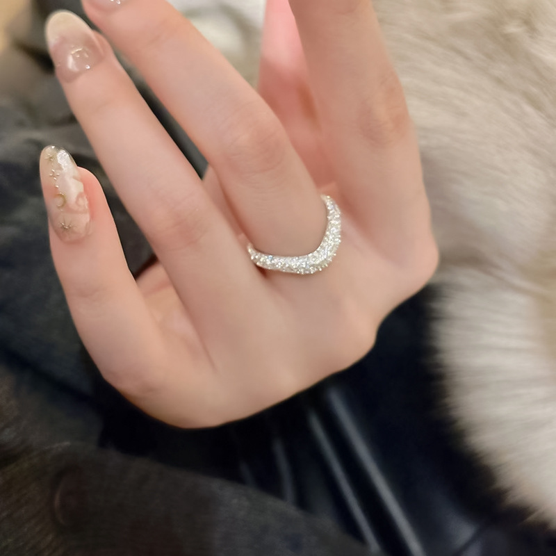 1 Piece Quantity Holiday, Daily Occasion 925 Sterling Silver Material Solid Color Pattern 925 Sterling Silver Solid Color Zircon Rings