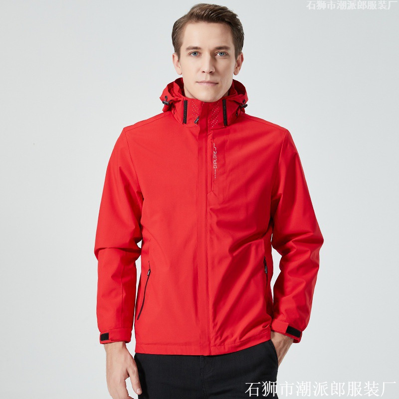 Cross-border plus size outdoor waterproof jacket couple soft shell detachable hat group clothes fleece sweater autumn and winter class clothes