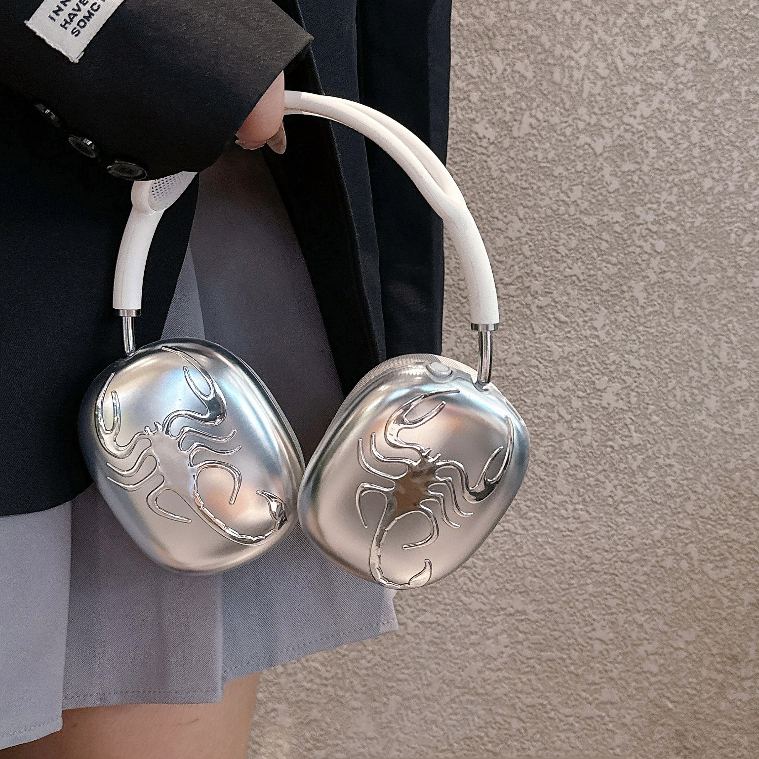 Silver Plated Stereo Scorpion airpodsmax Protective Case for Apple Ear Cap Ear Mover Ear Case