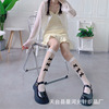 Summer girl niche daily sweet checkered checked love hollowingout mid -stockings half -cut black and white fishing net socks