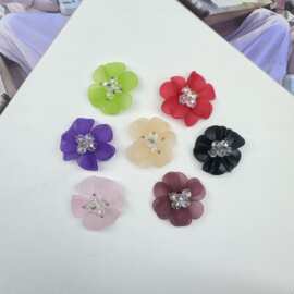 编织甜美彩色双层水晶花朵 diy头饰发簪包包耳钉胸花饰品装饰批发