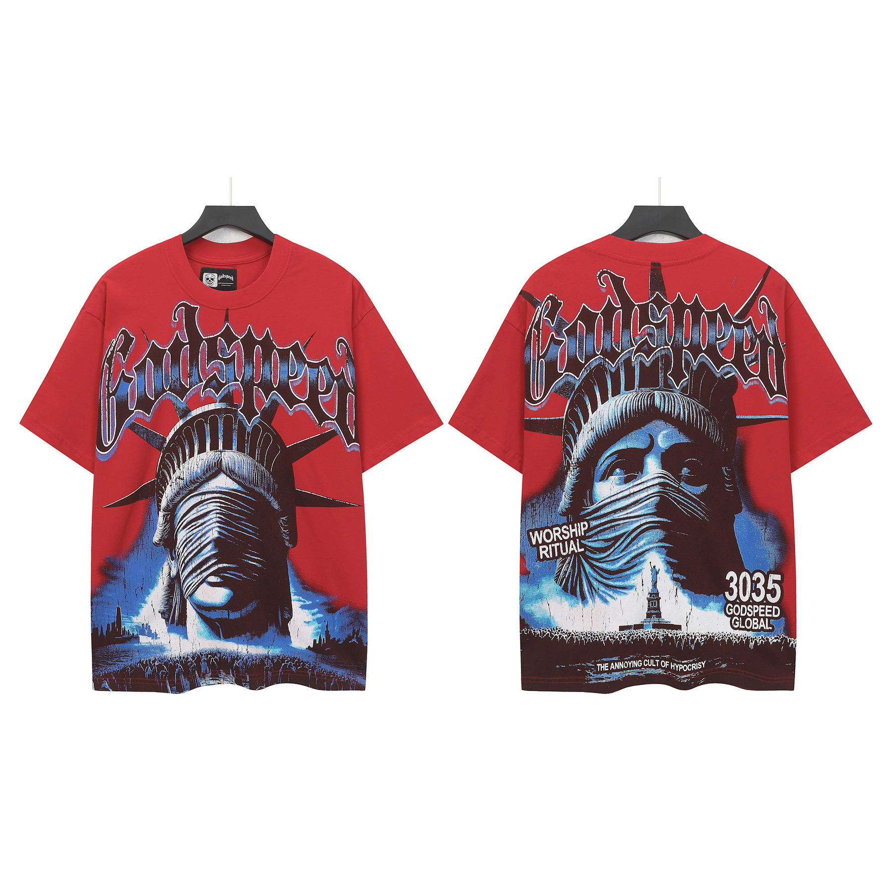 Cross-border Wholesale High-quality Gods Short-sleeve Heavy Wash FOG High Street Fashion Brand Skull Print Pure Cotton_viptrois.com