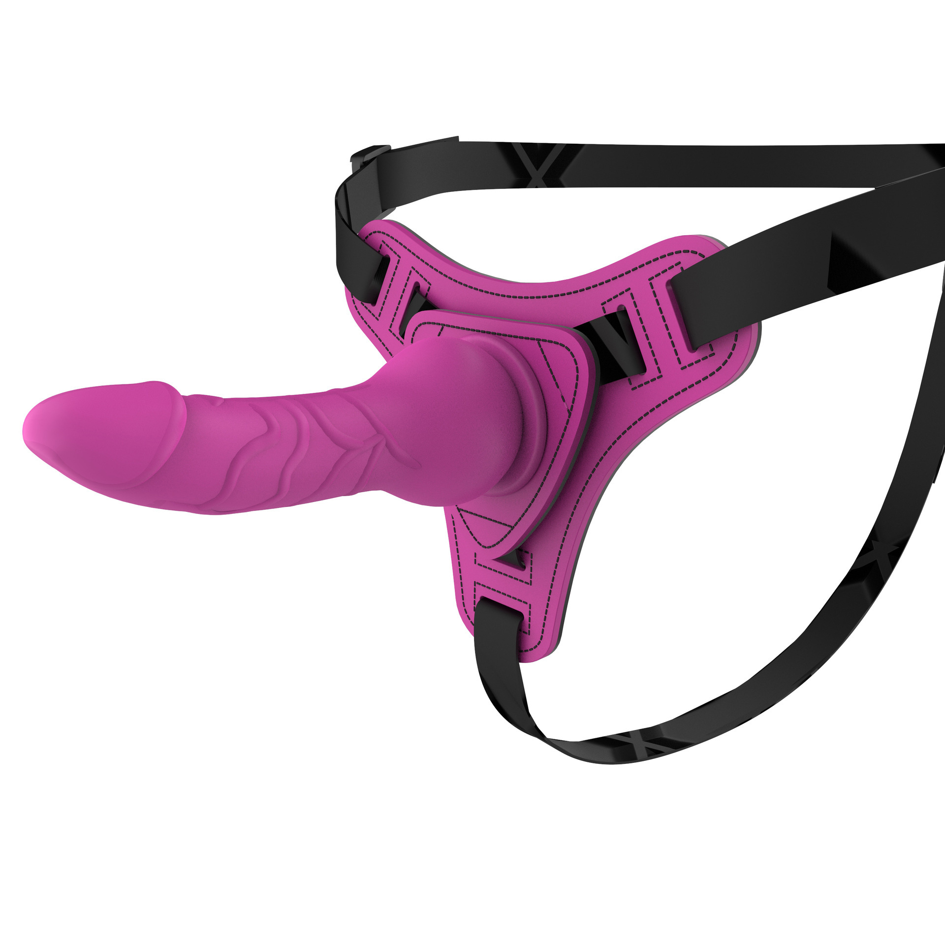 Wearable Strap-on Harness Pants with Silicone Dong, Rose Red, Large Size — detail image 1