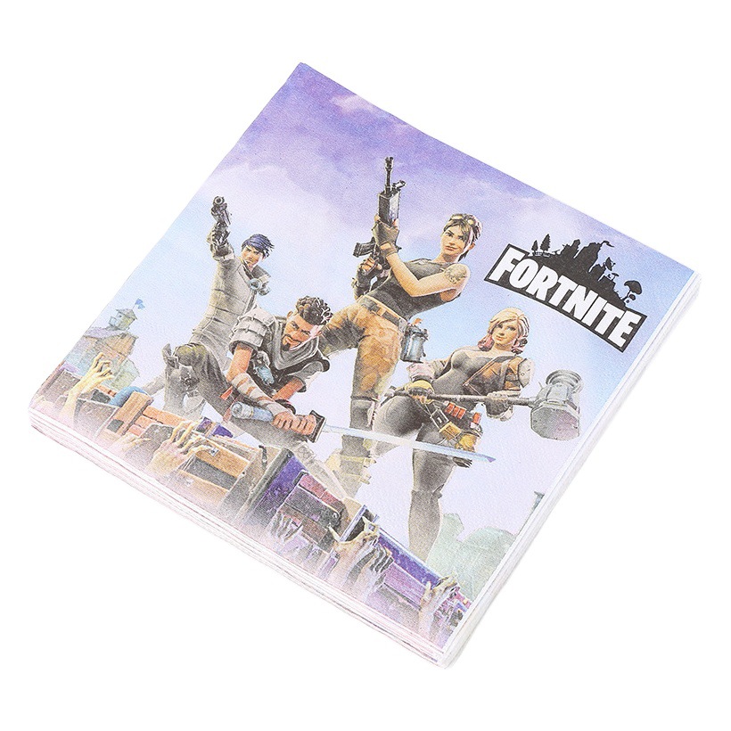 Amazon Venta caliente juego tema partido tire bandera plato de papel vajilla traje decoración del partido traje fortaleza noche