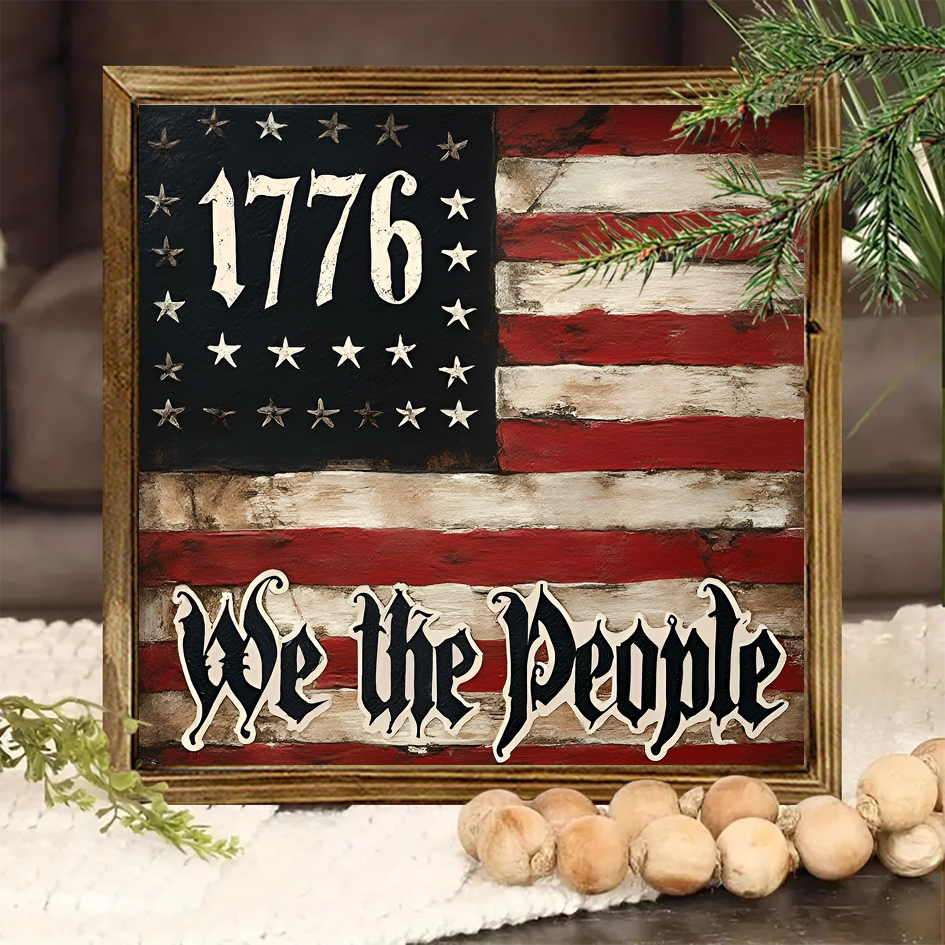 retro wooden photo frame for bedroom