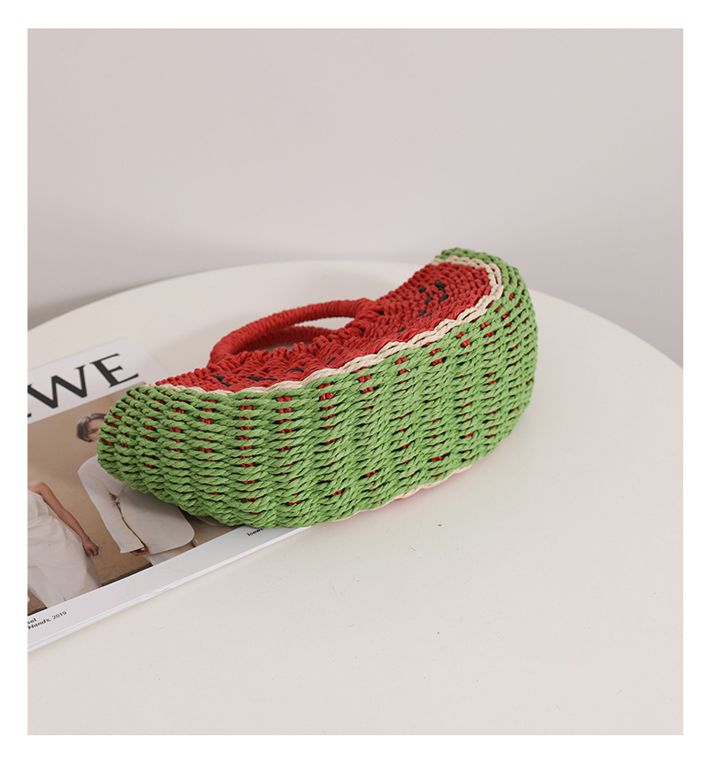 Women's Medium Spring&summer Straw Watermelon Vacation Shell String Straw Bag display picture 4