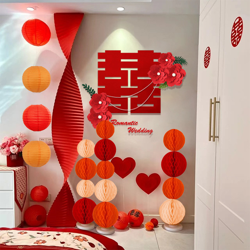 Sala de bodas decoración de pared de fondo de origami corrugado festivo decoración sala de estar dormitorio boda china cascada cadena colgante de linterna