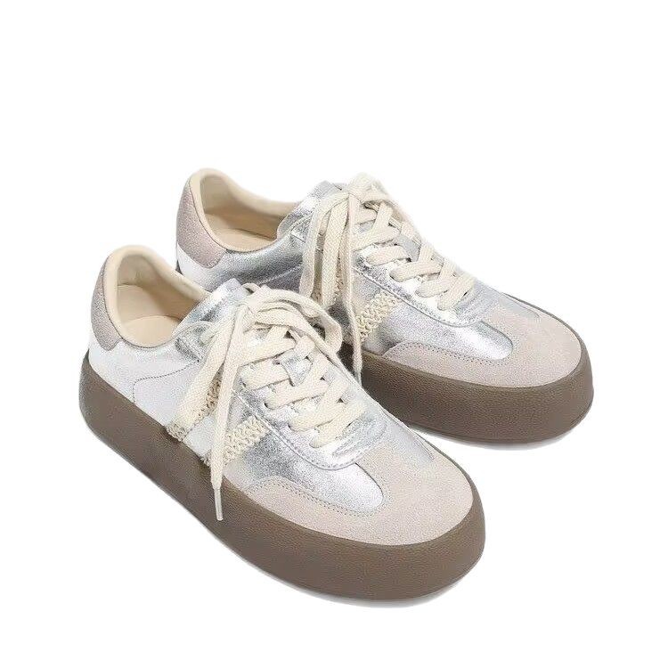 Zapatos de entrenamiento alemán de encaje de suela gruesa para mujer verano 2025 nuevos zapatos Forrest Gump a juego de colores zapatillas de deporte casuales transpirables zapatos deportivos individuales