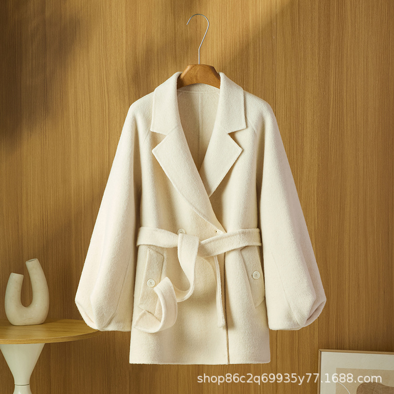 Women's 100% Wool Mid-Length Coat with Suit Collar, High-End and Loose Fit, Perfect for Autumn and Winter