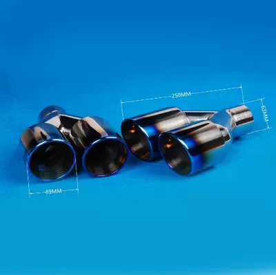 Muffler, Exhaust pipe - 02-52004l-y-type-blue-plated
