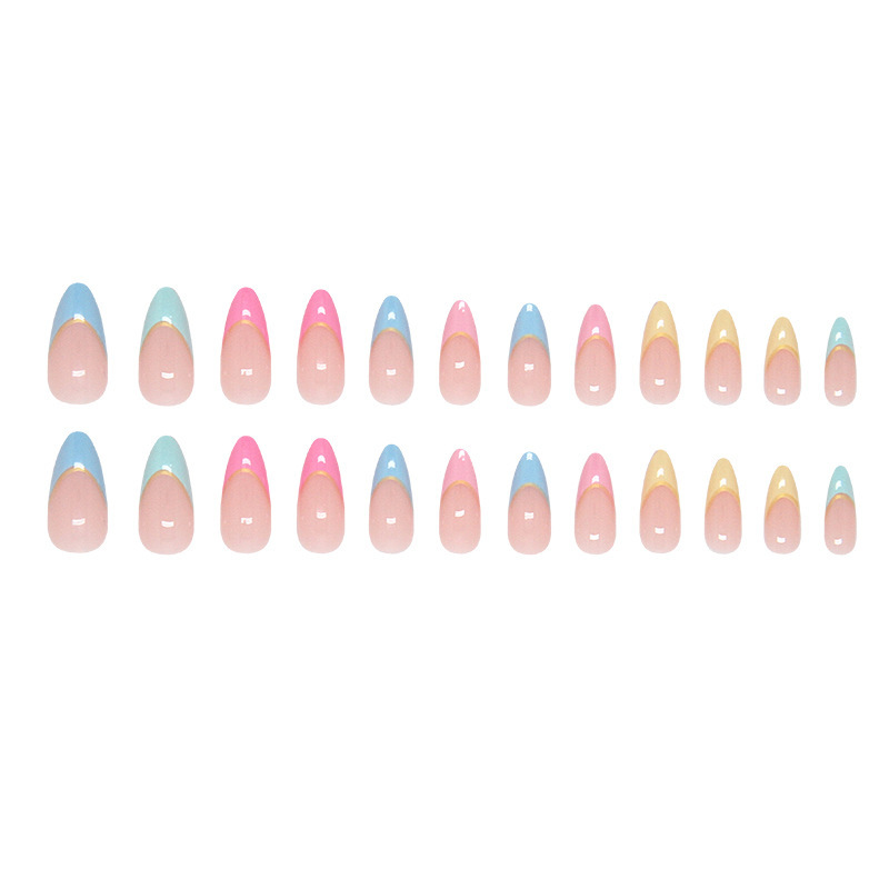 外贸彩虹法式多巴胺糖果欧美ins风可拆卸美甲24片press on nails|undefined
