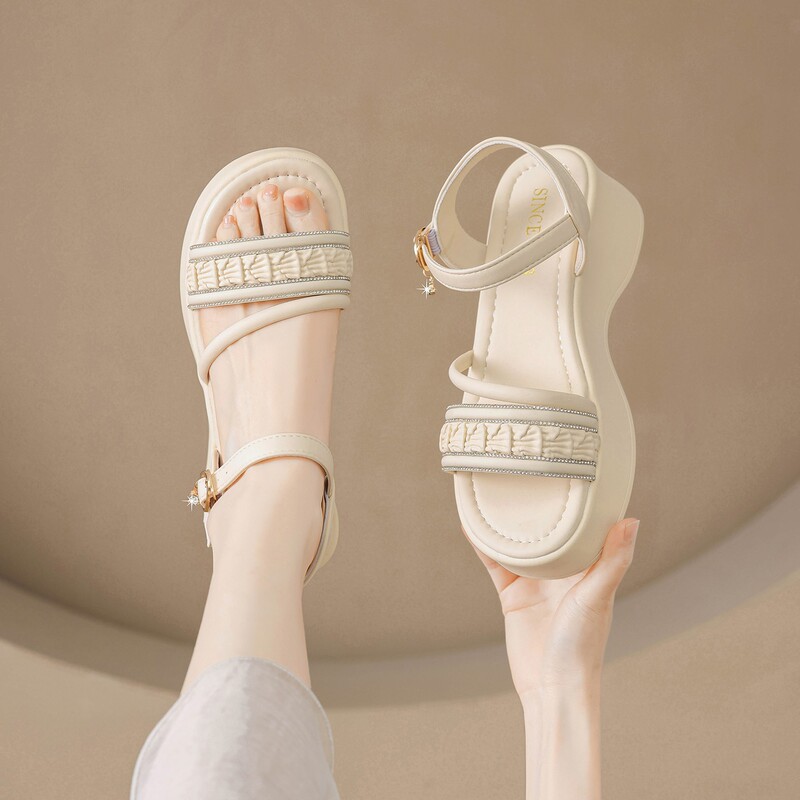 2025 New Women's Sandals with One-Strap Buckle, Summer Sweet and Fashionable Thick-Soled Non-Slip Slimming Versatile Open-Toe Roman Shoes 2025 New Women's Sandals with One-Strap Buckle, Summer Sweet and Fashionable Thick-Soled Non-Slip Slimming Versatile Open-Toe Roman Shoes