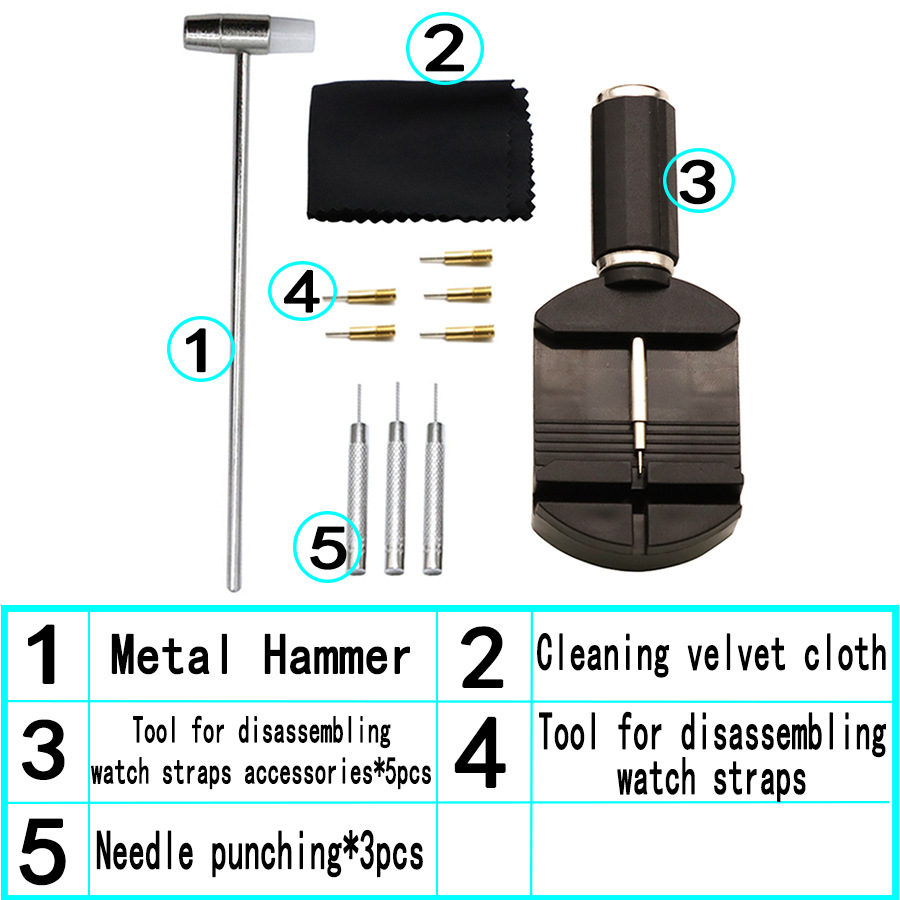 시계 수리 도구 11 해체 시계 스트랩 교체 러그 세트 미터 조정 가능한 플란넬 분산 스트랩 전자 스트랩 5 바늘