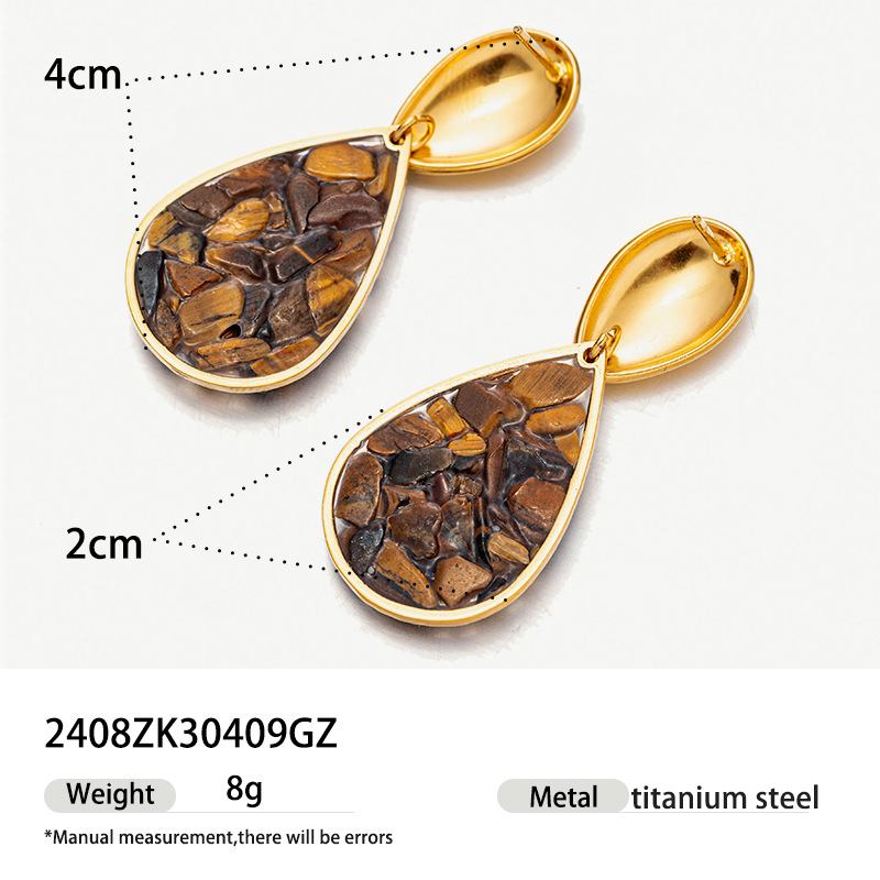 Taina pendientes de resina de piedra natural ojo de tigre pendientes de piedra de nicho femenino diseño pendientes de cristal diamantes estilo europeo y americano