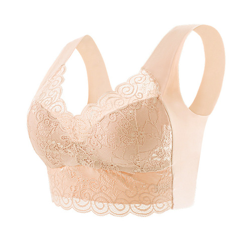 New push-up wire-free large size lace beautiful back Thin fixed one-piece cup seamless sleep bra vest