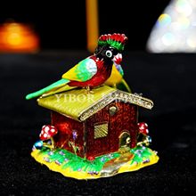 跨境热销珐琅彩首饰盒小鸟屋小房子摆件欧式创意家居节日礼物批发