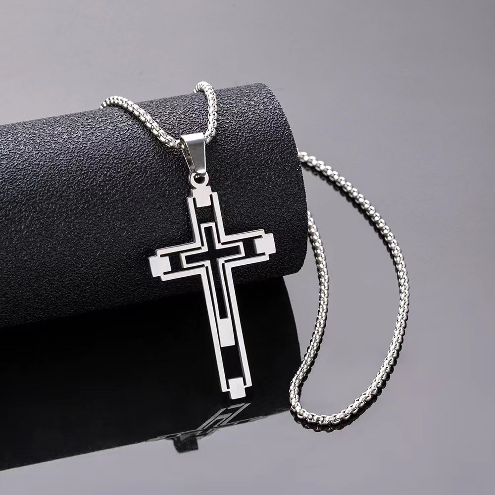Classic Style Cross Alloy Titanium Steel Polishing Unisex Pendant Necklace display picture 1