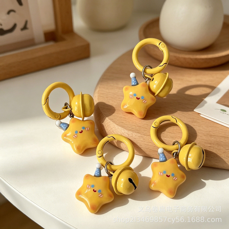Cute Hat Star Bell Keychain Ins Five-Pointed Star Pendant Gift for Best Friend Gift Accessory Keychain Cute Hat Star Bell Keychain Ins Five-Pointed Star Pendant Gift for Best Friend Gift Accessory Keychain