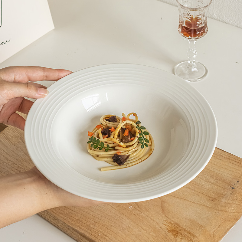 インス風麦わら帽子プレート、高級パスタプレート、無地朝食プレート、シンプルネジ洋食プレート、家庭用食器プレート|undefined