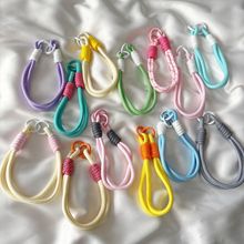 热销撞色手机挂绳 多功能防丢手机壳耳机套玩具包编织手腕绳