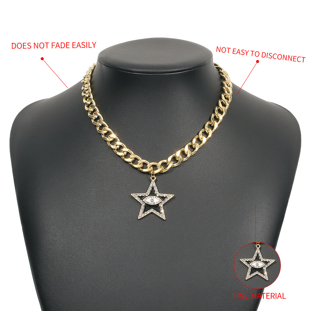 Wholesale Jewelry Five-pointed Star Shape Eye Pendant Necklace Nihaojewelry display picture 5