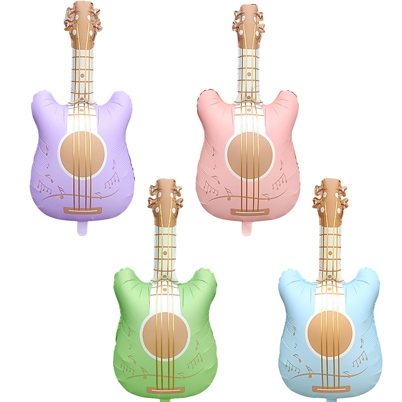 Globo de Aluminio con Forma de Guitarra Mate Estilo INS de Amazon, Luz de Caramelo en Forma de Estrella de Cinco Puntas, Decoraciones de Cumpleaños