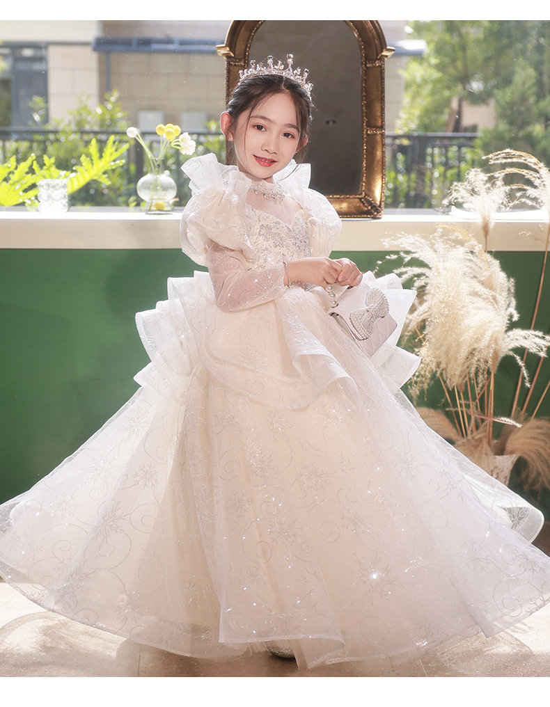 Mädchen Prinzessin Langarmkleid Für Hochzeit Und Feiern_voghion.com