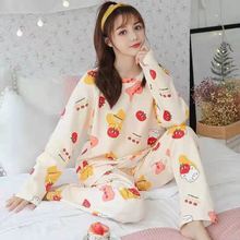 长袖睡衣女春秋加大码睡衣女夏韩版可外穿女士睡衣加肥家居服套装
