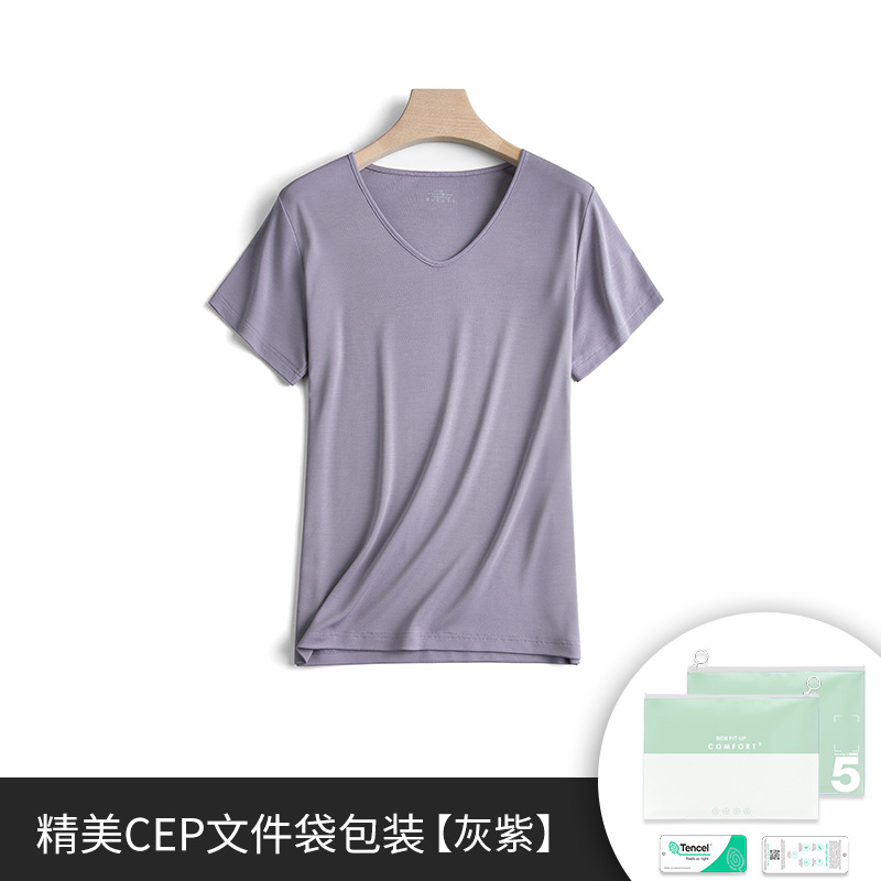 60 de doble cara modal de primavera y verano de las mujeres de manga corta de color sólido delgada parte superior interior se puede usar fuera de la camiseta de fondo en stock