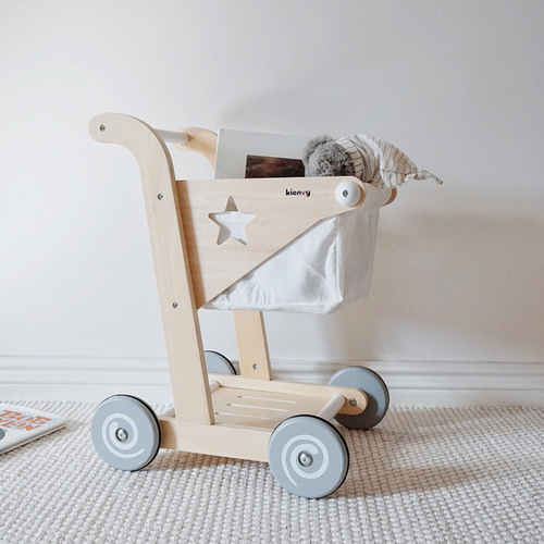 Cross-border children's simulation play house supermarket snack shopping cart walker 2 trolleys 3-year-old baby wooden toys