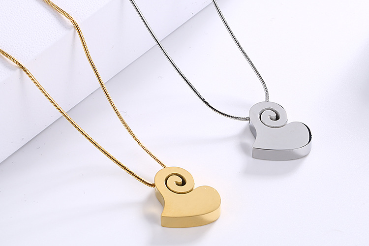 fashion stainless steel heart-shaped necklace earrings set wholesale Nihaojewelry