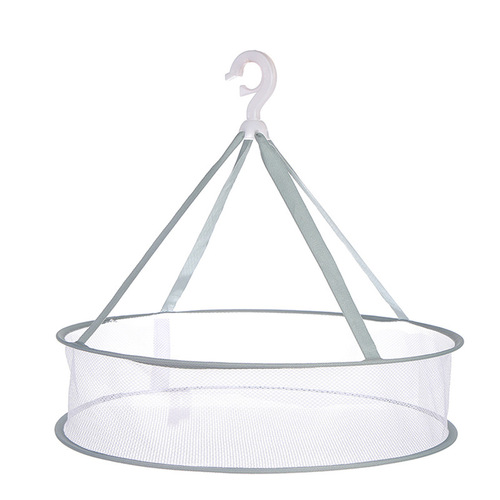 Gray-edged double-layered folding clothes basket, anti-deformation sweater underwear drying net bag for drying blue socks