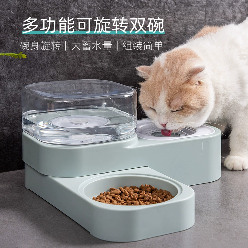 Питьевая вода для домашних кошек вращающийся квадратный диспенсер для воды автоматический диспенсер для воды кошачья миска для собак миска для домашних животных двойная миска для кормления