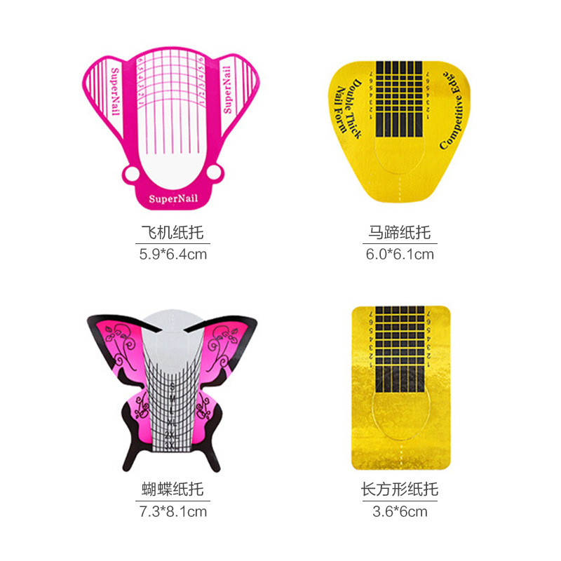 Soporte de papel de uñas extensión de fototerapia uñas de cristal extensión de uñas pegamento herramientas de uñas en forma de herradura 100 piezas 500 piezas