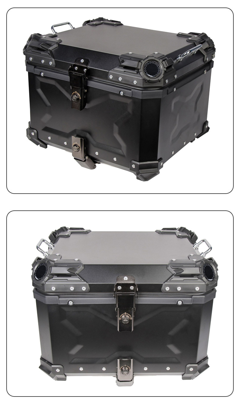 Wholesale Motorcycle 45L Three-Sided X-Pattern Rear Trunk with Double Lock Design, Electric Vehicle Trunk, Motorcycle Aluminum Alloy Trunk