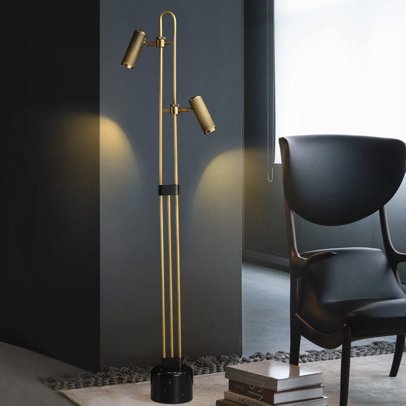 Post-modern Light Luxury Retro All Copper Floor Lamp Designer Living Room Sofa Bedroom Bedside Study Vertical Floor Lamp