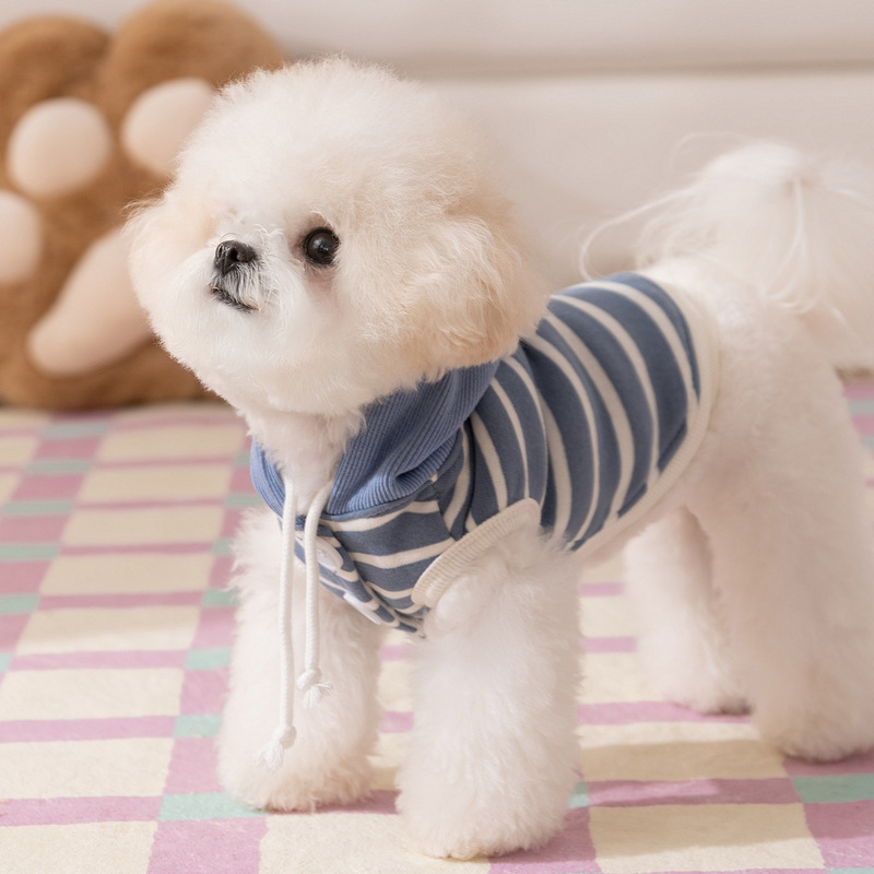 秋冬新款逸彩条纹连帽薄款卫衣中小型犬宠物狗狗猫咪衣服泰迪比熊|undefined