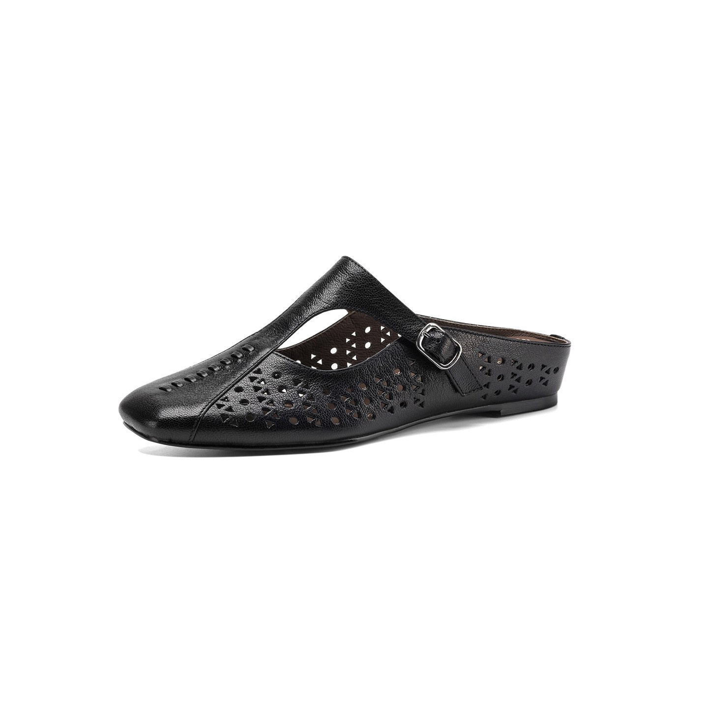 Dép sandal nữ xỏ ngón đế bệt quai chữ T đục lỗ mùa hè — đen chi tiết 25