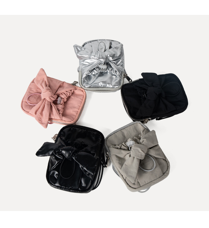 Bolso bandolera pequeño cuadrado de un solo hombro con lazo y diseño de nicho coreano nuevo 2024 para mujer con boca con cordón_voghion.com