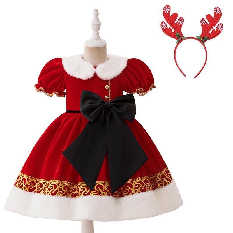 Amazonas vestidos de niñas vestidos de Papá Noel vestidos de niños espectáculo de fiesta flocos de nieve vestido de princesa rojo verde
