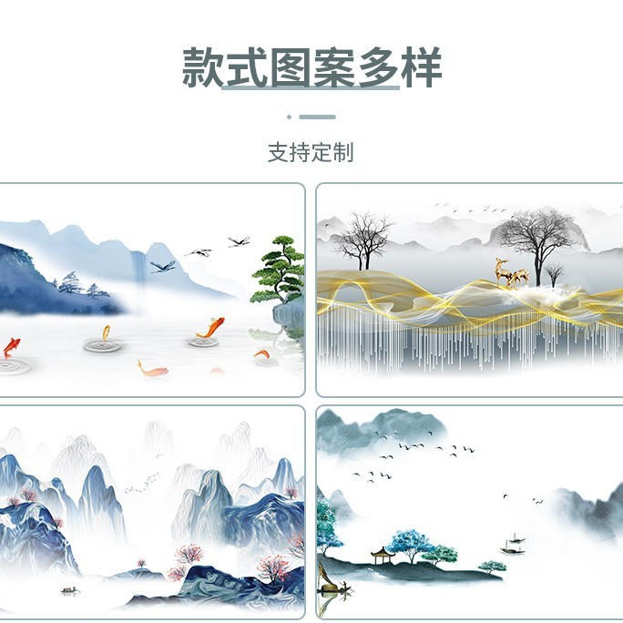 現代の中国風の窓の紗の山水画の紗のカーテンの半遮光のカーテンの完成品の賃貸の部屋は穴を開けないでシフォンのガーゼの窓の布を紡ぎます。|undefined
