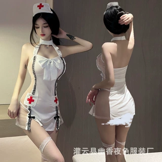 林林婷情趣内衣吊带蕾丝透视护士服火辣性感制服套装免脱调情2501