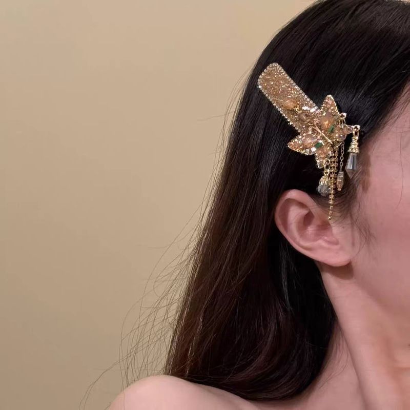 新中式蝴蝶流苏发夹2025年新款拍照氛围感侧边夹小众精致百搭发饰|undefined