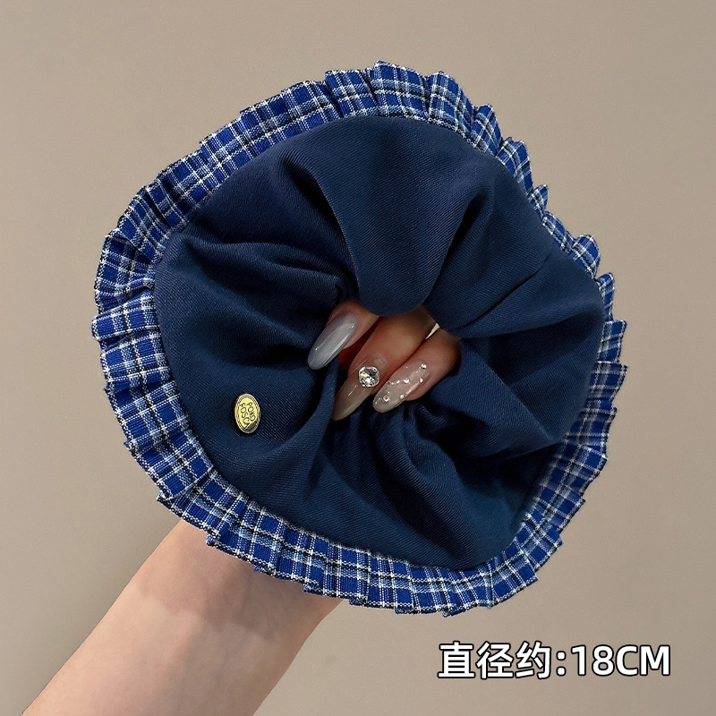 Temperamento bufanda cuadrada intestino lazo para el cabello femenino 2025 nuevo estilo súper grande cola de caballo cabeza cuerda viento perezoso banda de goma cuerda para el cabello tocado