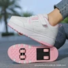 598 pink and white four-wheel with buttons