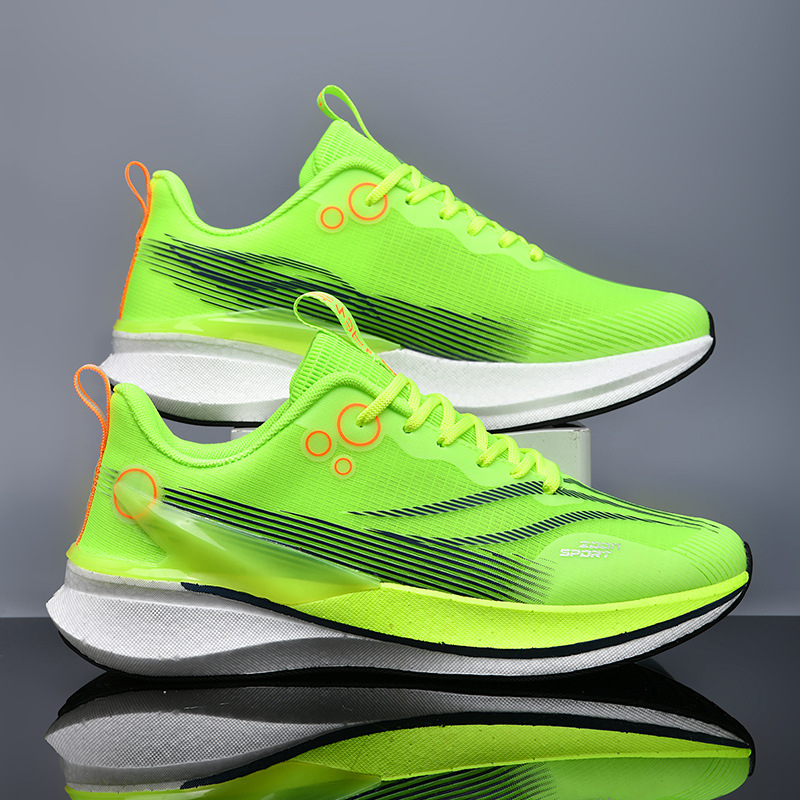 Zapatos de corrida transpirables de malla de fondo suave para adolescentes de tendencia de desgaste antideslizante para hombres y mujeres zapatos de deporte casuales de carbono