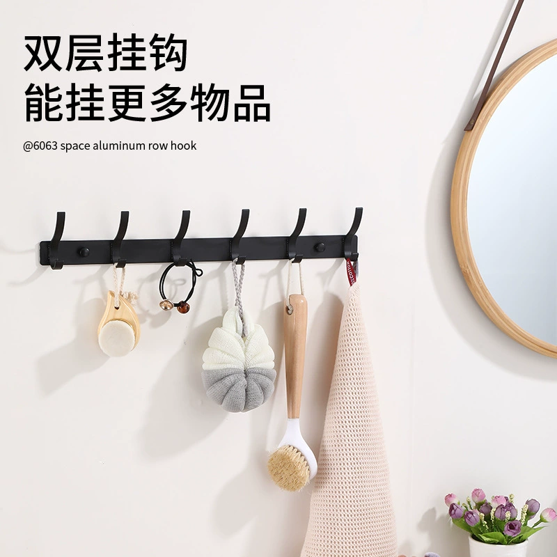 Трансграничная спальня без пробивания Space Алюминиевый двухслойный капюшон крюк для ванной комнаты настенный дверной задник наушники рюкзак крюк