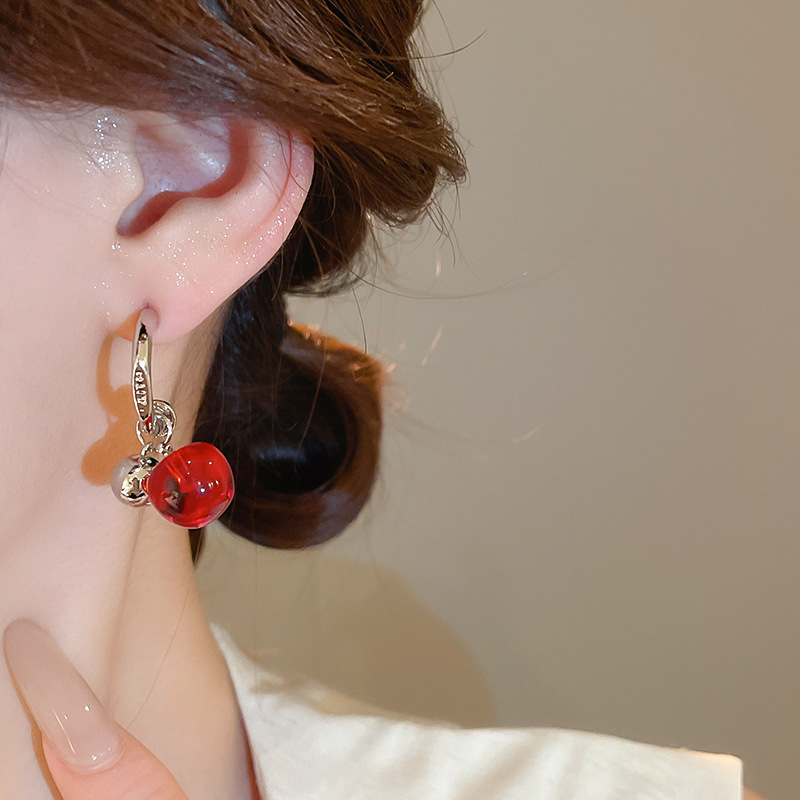 7g Weight 925 Sterling Silver Ear Needle Material Earrings Classification 1 Pair Quantity Daily Occasion Alloy, Resin Material Cherry Pattern Women's Gender Plating Design Cute, Sweet Style 1 Pair Cute Sweet Cherry Plating Alloy Resin Earrings 3
